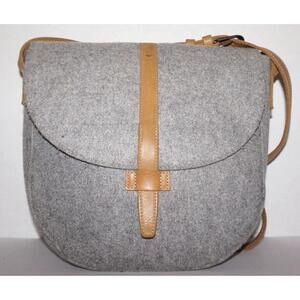 HEARTH & HAND with Magnolia Gray Felted Textile & Tan Leather Crossbody